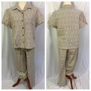 Women’s Graff Wear Casual Summer Suit Outfit Medium Jacket top Pants Striped